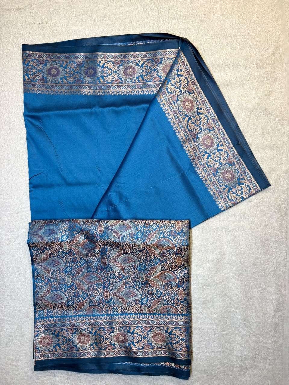 Rich blue Kashmiri Silk Saree